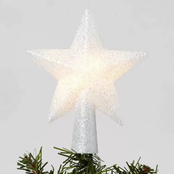 Mini Glitter Silver Star Light Up Christmas Tree Topper LED 4.7" Lit Holiday Dec - Picture 5 of 5